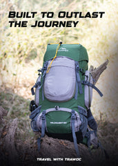WILDQUEST 50L Travel Backpack  with Laptop Compartment, Rain Cover, Shoe Compartment-green