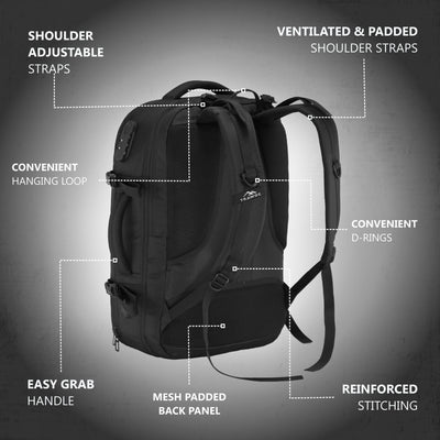 TPB01- 45L Laptop Bag with Anti-Theft Lock, Expandable Storage, USB Charging, Suitcase-Style Opening - Black