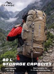EXPEDITION 80L Rucksack with shoe compartment & Rain Cover - Olive Green