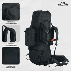 Thunderstorm 90L Rucksack for Men & Women with Shoe Compartment & Water-Resistant Fabric - black