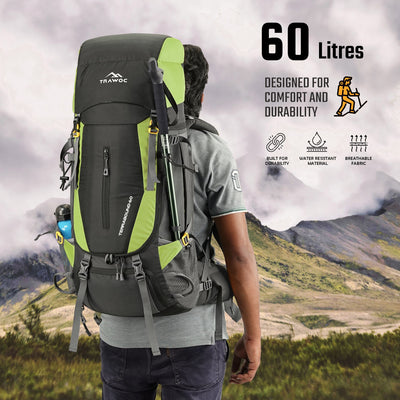 Terrabound 60 L Rucksack featuring  Shoe Compartment & Durable Zippers – Green