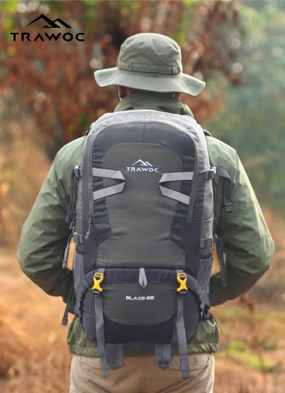 BLAZE 55 L Travel Backpack Daypack for Camping Hiking Trekking - Grey