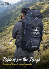 Wayfarer 80L Travel Backpack with Water-Resistant Fabric & Laptop Compartment – Grey