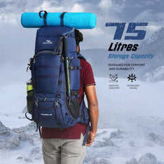 Triumph X 75 L Travel Backpack for Men & Women with Spacious Main Section & Shoe Compartment NavyBlue