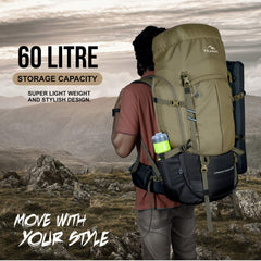 Armor Pro 60L Backpack for Men & Women with Water-Resistant Fabric -Olivegreen(clearance sale)