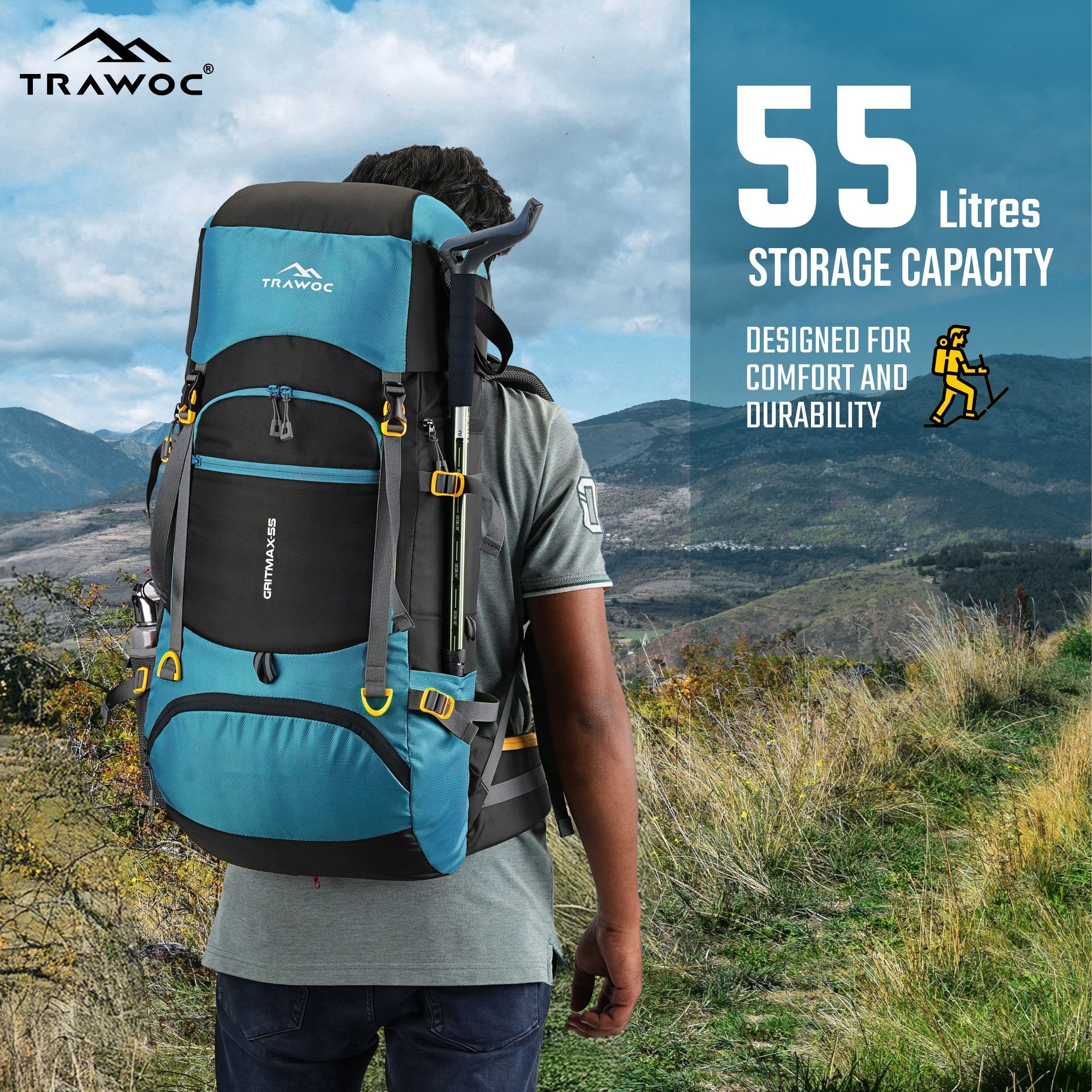 55 liter hiking backpack Trawoc Travel Rucksack (55Ltr)