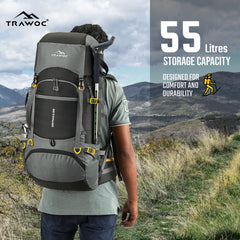 GRITMAX 55 L  Front & Top Open Backpack for Hiking Trekking  Bag for Men & Women with Rain Cover-Grey