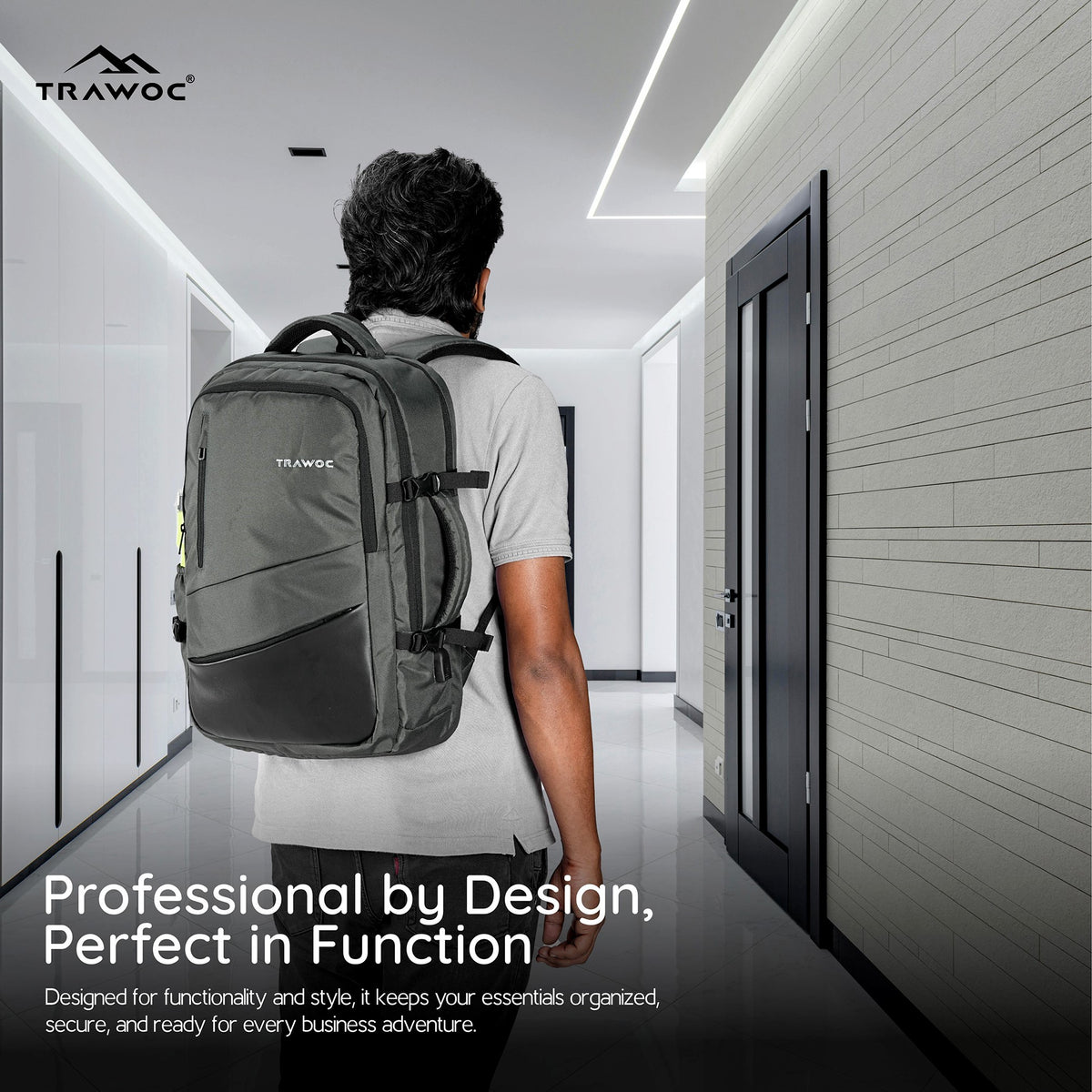 TPB02 - 25L Laptop Backpack with USB Charging Port for Men & Women-Uniform green