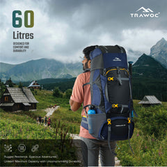 Aerolink 60 L Backpack with Lightweight Build &  Water-Resistant Fabric –Black