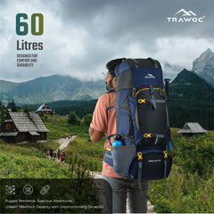 Aerolink 60 L Backpack with Lightweight Build & Water-Resistant Fabric - Black