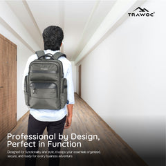 TPB03 - 30L  office & Travel Bag with 16-Inch Laptop Compartment, Suitcase-Style Opening, USB Charging - Uniformgreen