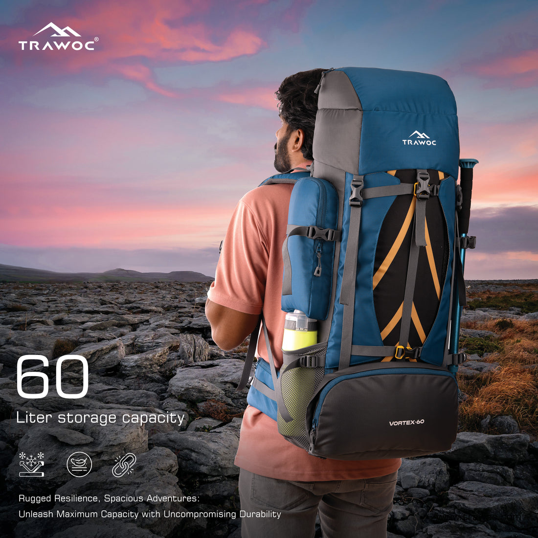 Trawoc Vortex 60L Travel Backpack | 4 Colours