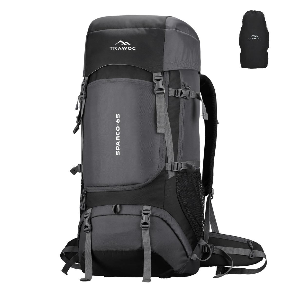 Sparco 65L Travel Backpack featuring with Laptop Compartment & Shoe Compartment – Grey