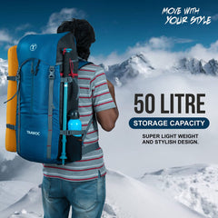 Hover 50L Backpack for Men & Women with Multi-Pocket Design & with Lightweight Build - Englishblue(clearance sale)