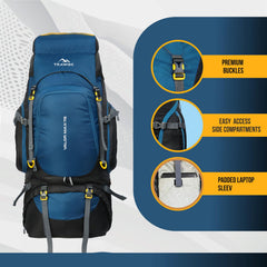 Valor Max 75 L Backpack with Ergonomic Shoulder Straps & Shoe Compartment-English Blue (Clearance Sale)