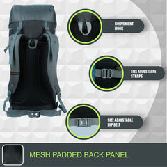 Hover 50L Backpack for Men & Women with Multi-Pocket Design & with Lightweight Build-Grey(clearance sale)