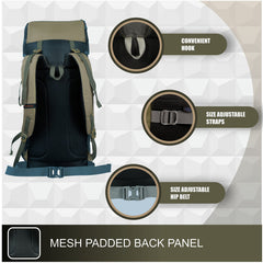 Hover 50L Backpack for Men & Women with Multi-Pocket Design & with Lightweight Build-olivegreen(clearance sale)