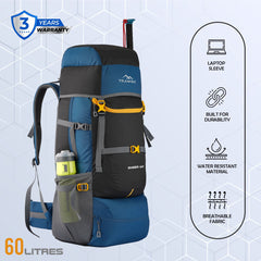 EMBER 60 L Travel Backpack Hiking Trekking Bag  for Men & Women-Englishblue