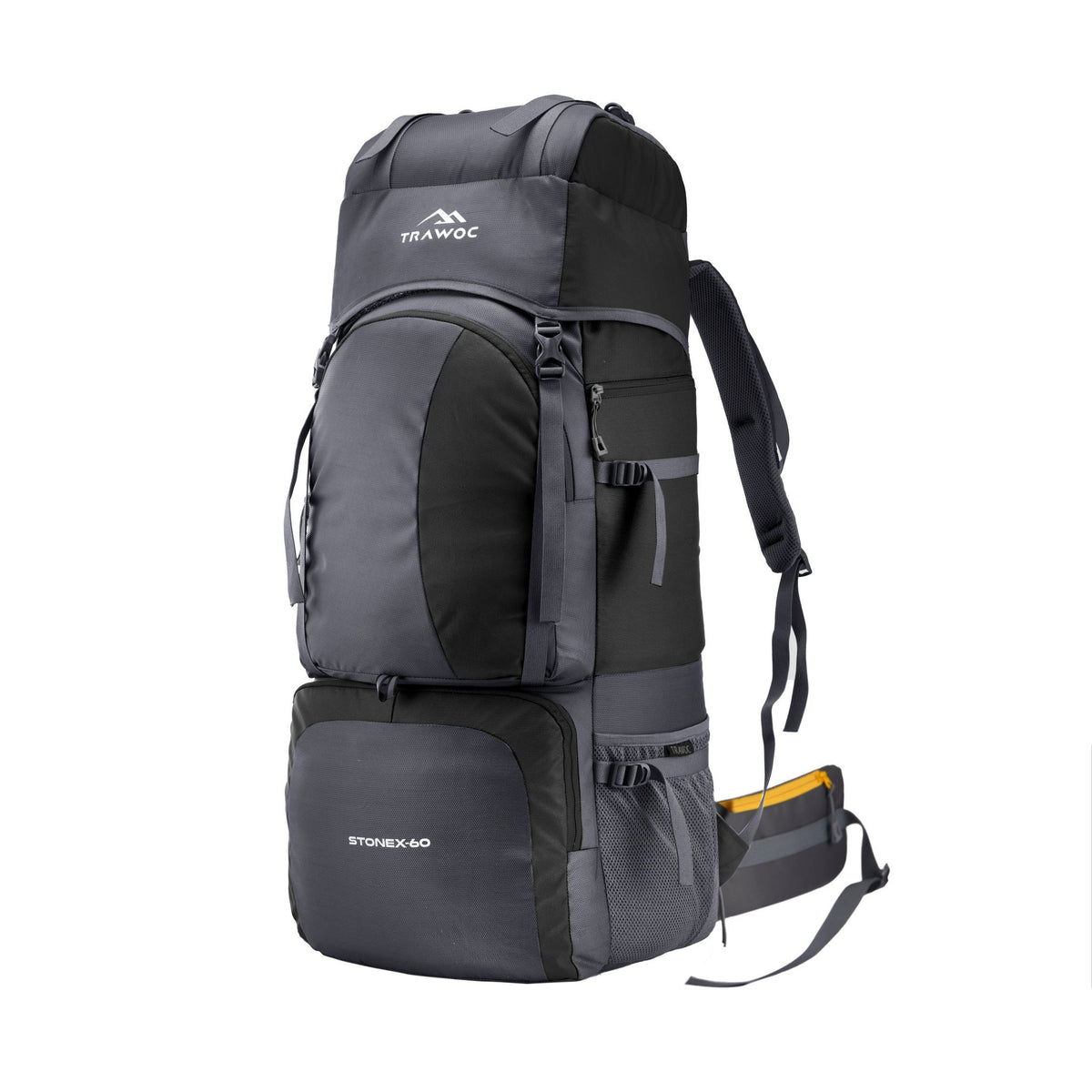 Stonex 60 L Backpack with Ergonomic Shoulder Straps & Lightweight Build, for men & women - Black(clearance sale)