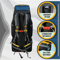 Valor Max 75 L Backpack with Ergonomic Shoulder Straps & Shoe Compartment-English Blue (Clearance Sale)