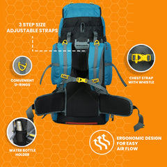 Trailmaster 80L Backpack for Hiking & Travel with Laptop Compartment & Multi-Pocket Design - SkyBlue(clearance sale)