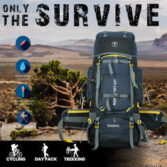 Trailmaster 80L Backpack for Hiking & Travel with Laptop Compartment & Multi-Pocket Design - NavyBlue(clearance sale)