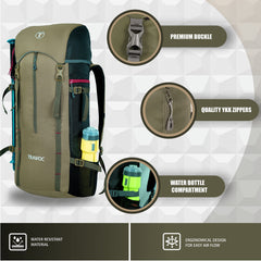 Hover 50L Backpack for Men & Women with Multi-Pocket Design & with Lightweight Build-olivegreen(clearance sale)