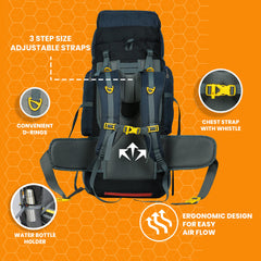 Trailmaster 80L Backpack for Hiking & Travel with Laptop Compartment & Multi-Pocket Design - NavyBlue(clearance sale)