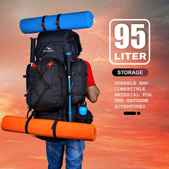 Wildwing 95L (80+15)  Bag for Hiking & Travel with Shoe Compartment & Water-Resistant-Black (Clearance Sale)