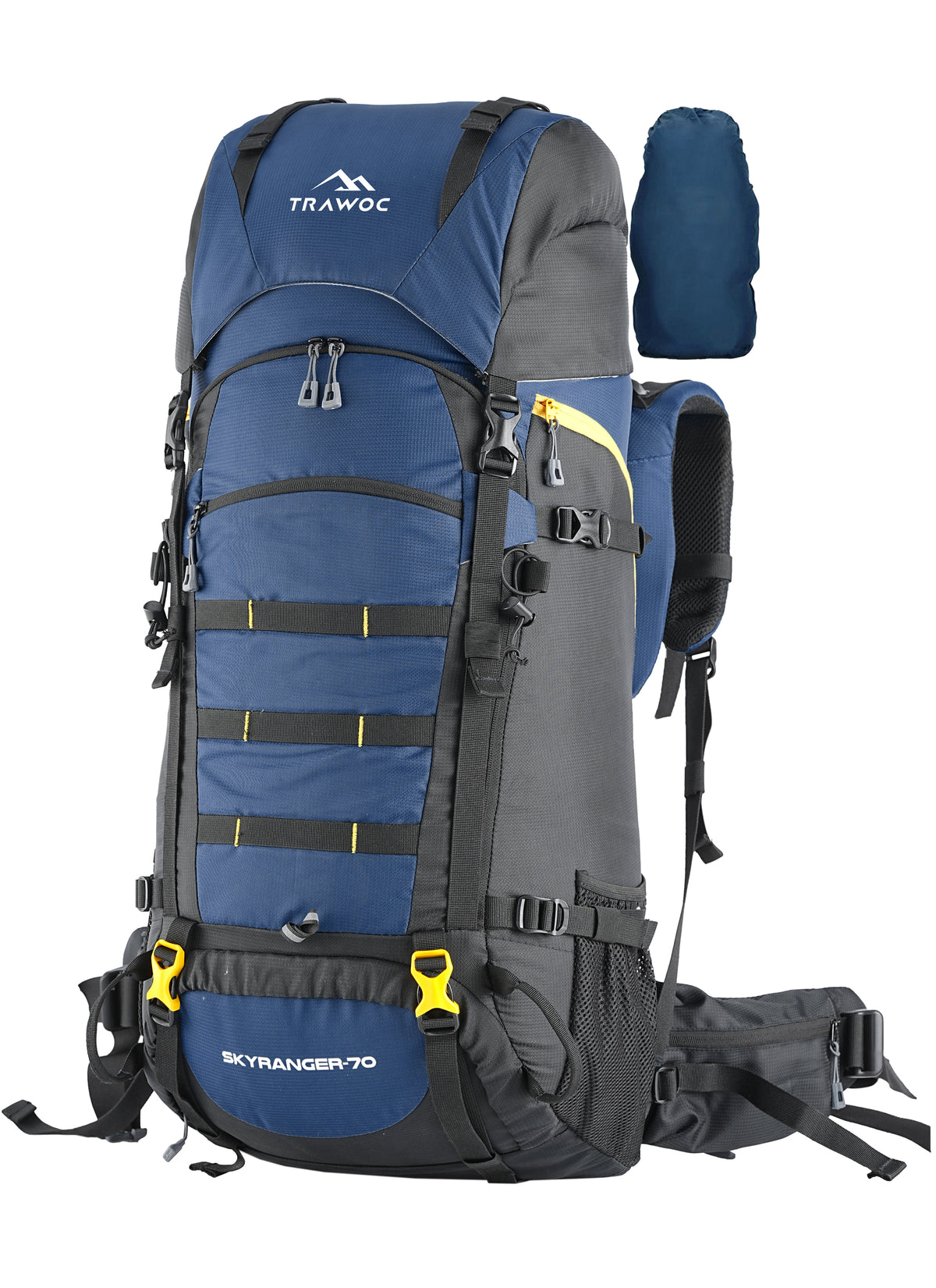Skyranger 70 L Rucksack for Hiking & Travel with Ergonomic Shoulder Straps & Internal metal frame - NavyBlue