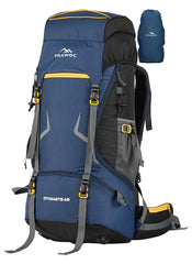 DYNAMITE 65L Travel Backpack with Rain Cover & Shoe Compartment - Navy Blue