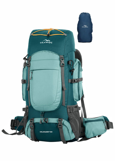 WILDQUEST 50L Travel Backpack  with Laptop Compartment, Rain Cover, Shoe Compartment-Shamrock