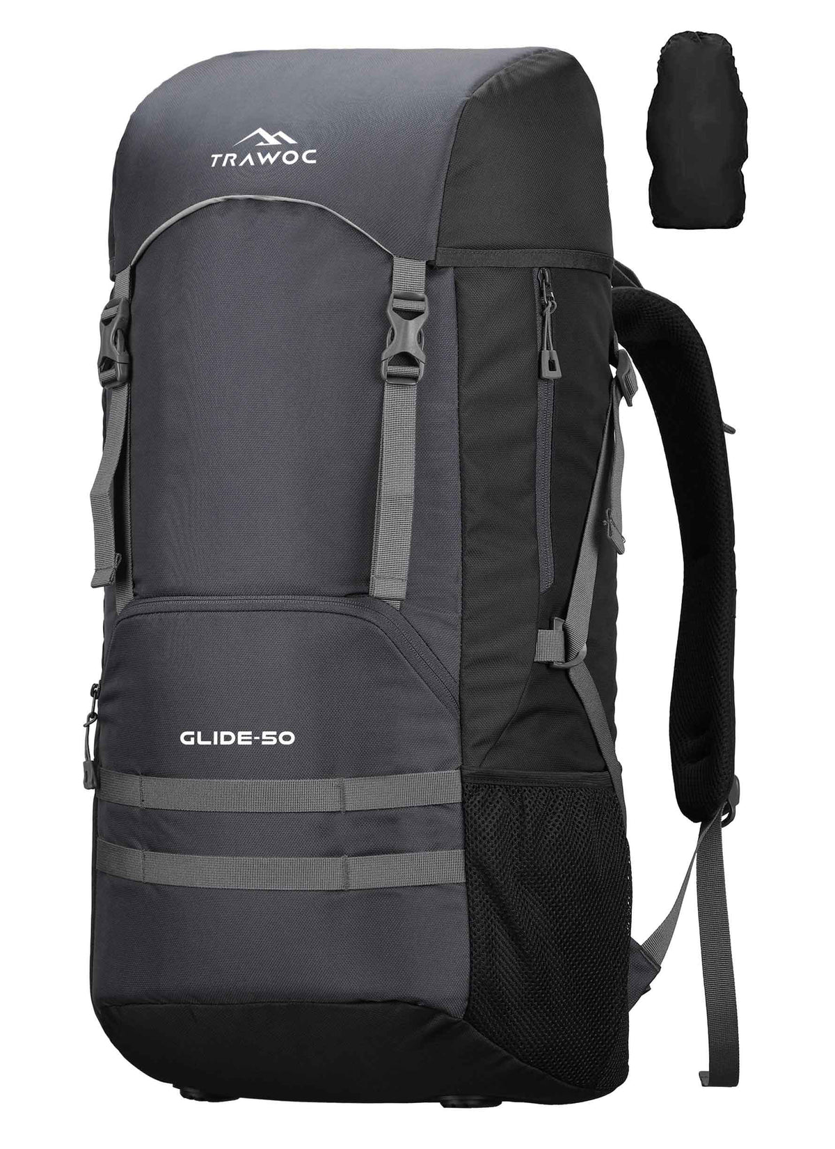 Glide 50 L Backpack featuring  Water-Resistant Fabric & Lightweight with Rain cover– Grey