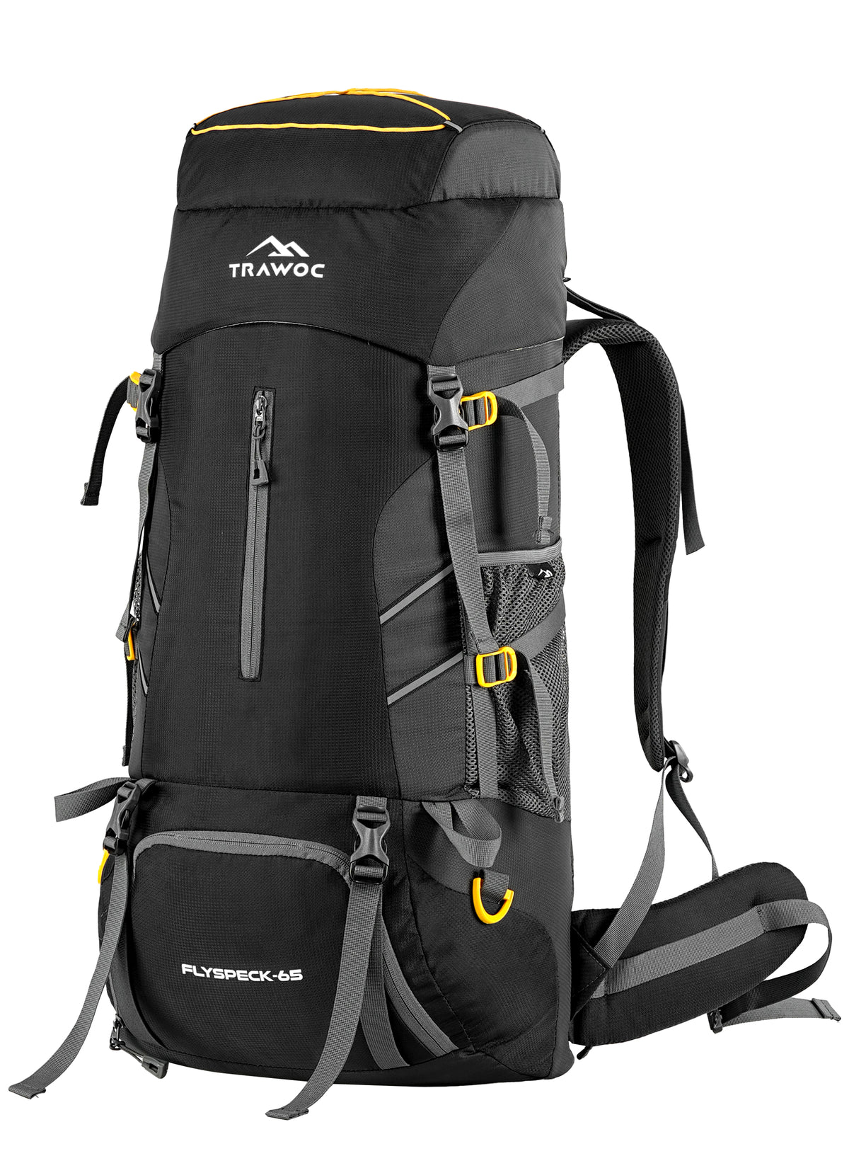 Flyspeck 65 L Travel Backpack with Lightweight Build & with Multi-Pocket Design – Black