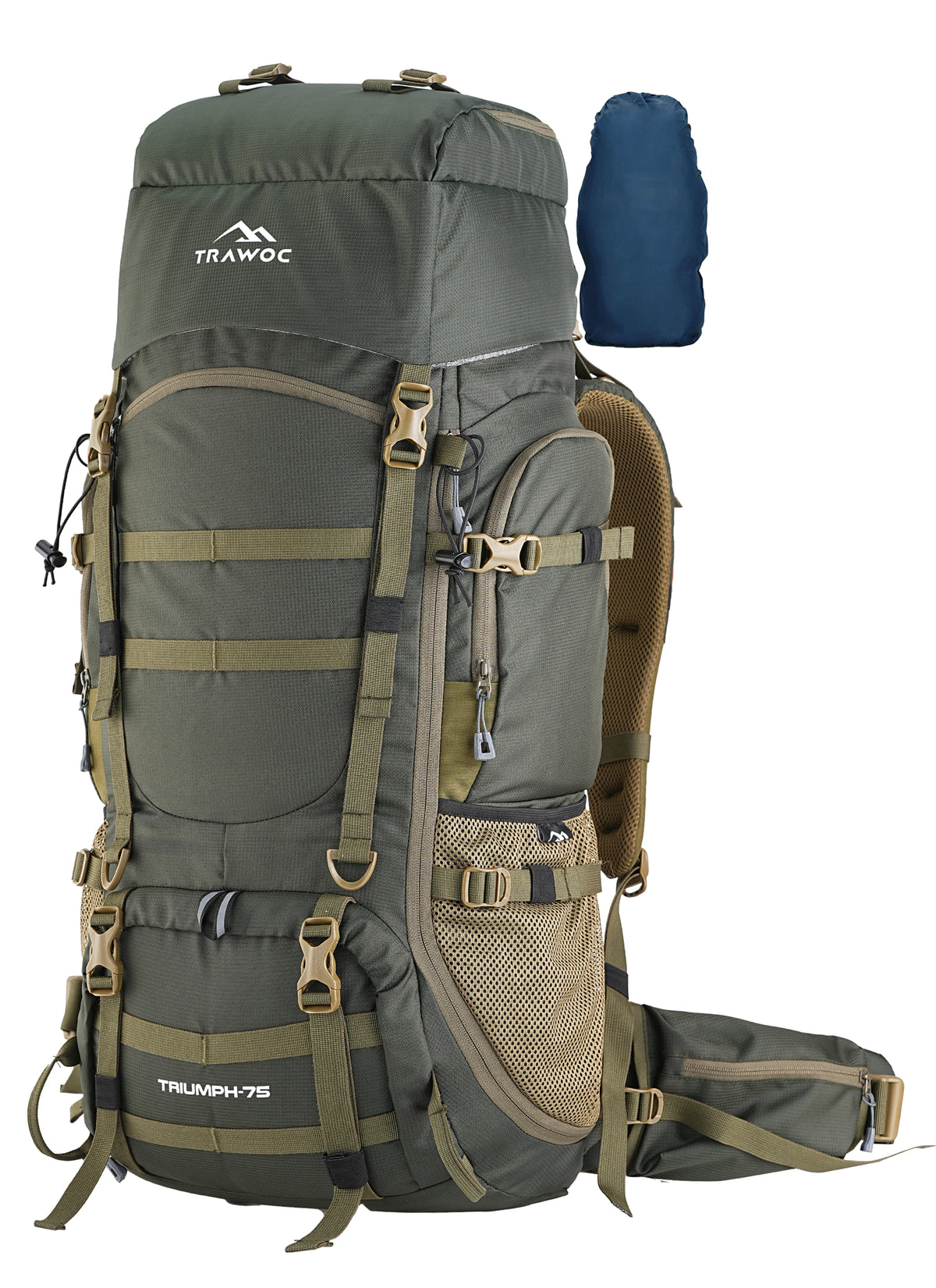 TRIUMPH X-75 Rucksack - Hunter-Green |75L Capacity, Water Resistant, Laptop Compartment, Rain Cover & Shoe Compartment