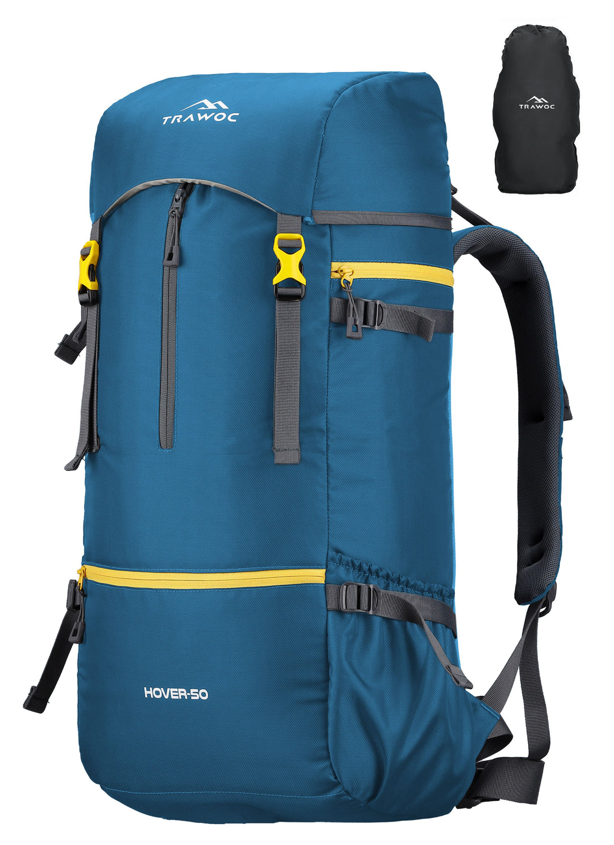 Hover 50L Backpack for Men & Women, Light weight with Multi-Pocket & Rain Cover - Englishblue