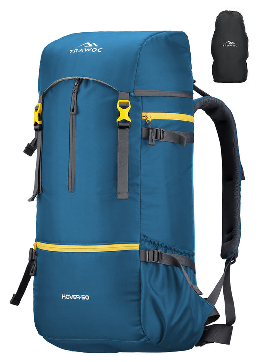 Hover 50L Backpack for Men & Women, Light weight with Multi-Pocket & Rain Cover - Englishblue