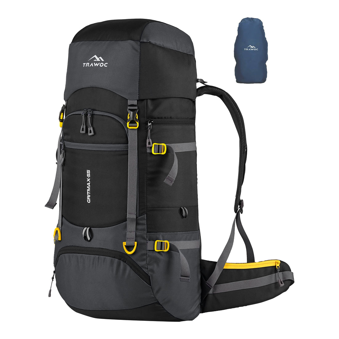 GRITMAX 55 L Front & Top Open Backpack for Hiking Trekking Bag for Men & Women with Rain Cover - Grey