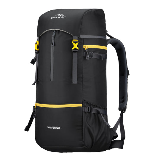 Hover 50L Backpack for Men & Women with Multi-Pocket Design & with Lightweight Build - Black