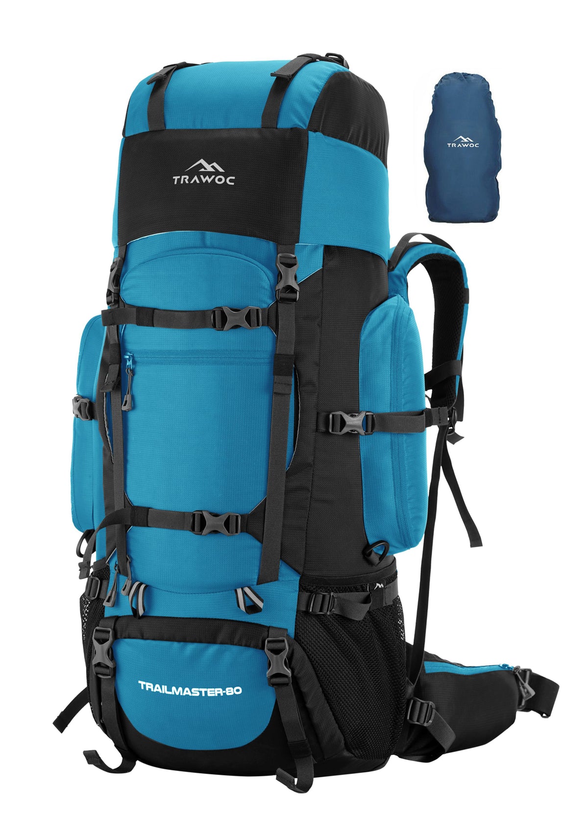 Trailmaster 80L Backpack for Hiking & Travel with Laptop Compartment & Multi-Pocket Design - SkyBlue(clearance sale)
