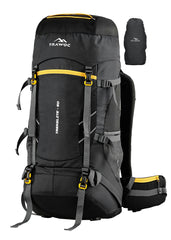 TREKELITE 60L Backpack Hiking Trekking Rucksack with Water Proof Rain Cover - Black