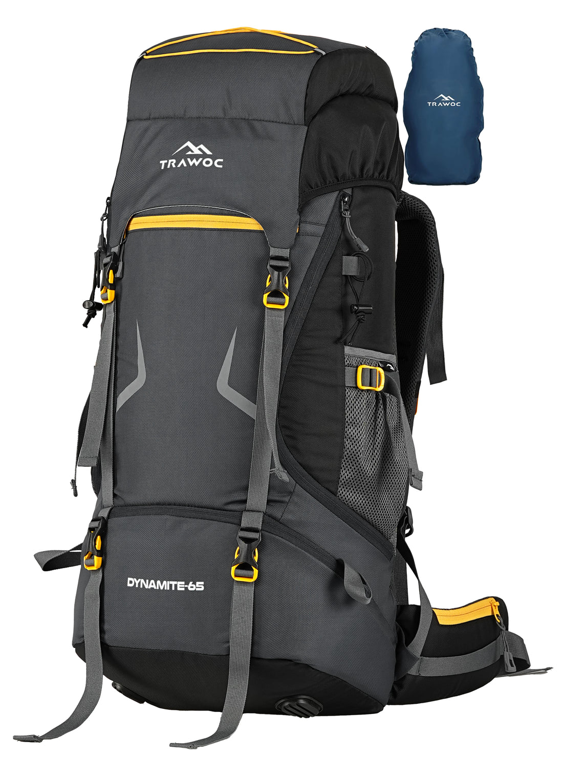 DYNAMITE 65L Travel Backpack with Rain Cover & Shoe Compartm – TRAWOC