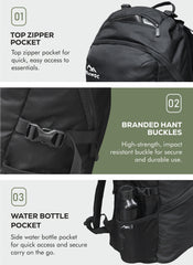 VIPER 40L Bag for Men and Women, Laptop Backpack with water resistant fabric-Black