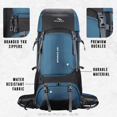 Sparco 65L Travel Backpack featuring with Laptop Compartment & Shoe Compartment – Englishblue