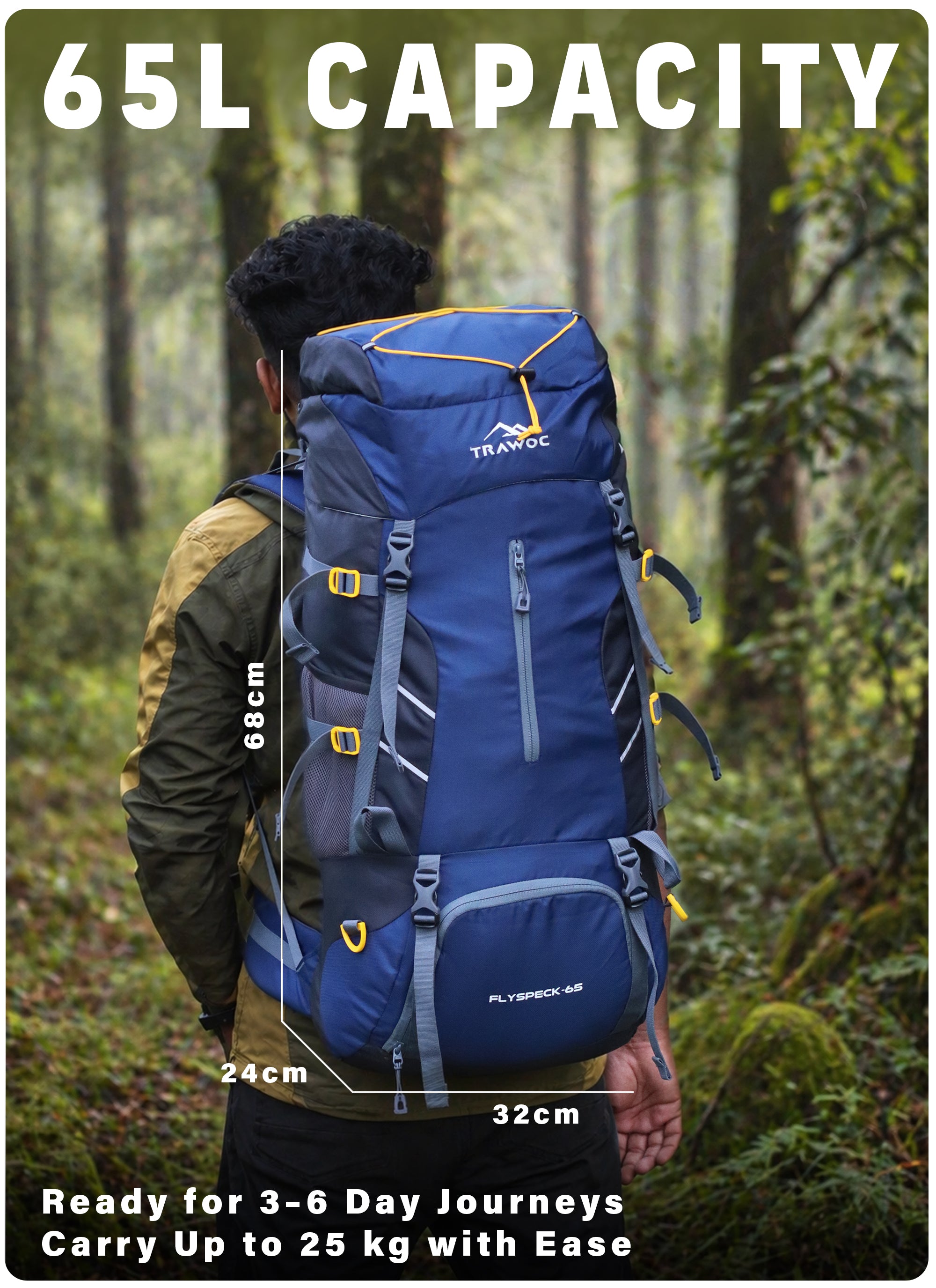 Trawoc Travel Backpack (65Ltr) | With Shoe Compartment | Trekking & Hiking Rucksack TRAWOC Trawoc Travel Backpack (65Ltr) | With Shoe Compartment | Trekking & Hiking Rucksack TRAWOC