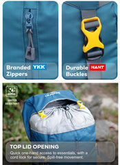 Hover 50L Backpack for Men & Women, Light weight with Multi-Pocket & Rain Cover - Englishblue