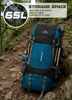 Sparco 65L Travel Backpack featuring with Laptop Compartment & Shoe Compartment – Englishblue (Refurbished)