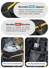TREKELITE 60L Backpack Hiking Trekking Rucksack with Water Proof Rain Cover - Black