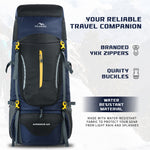 Airwave 60L Travel Backpack with Laptop Compartment & Rain Cover - Grey