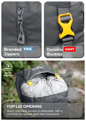 Hover 50L Backpack for Men & Women, Light weight with Multi-Pocket & Rain Cover - Grey